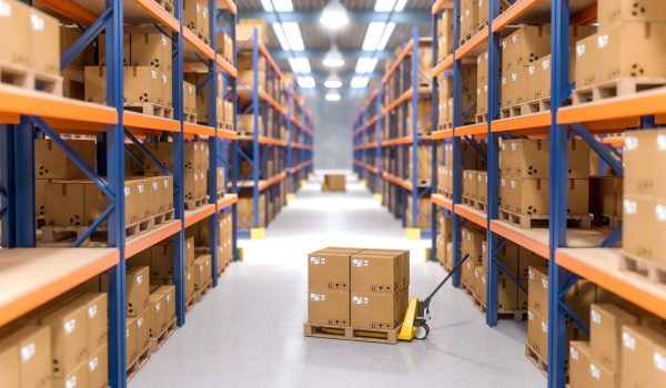 classic warehouse with pallet 3d rendering image